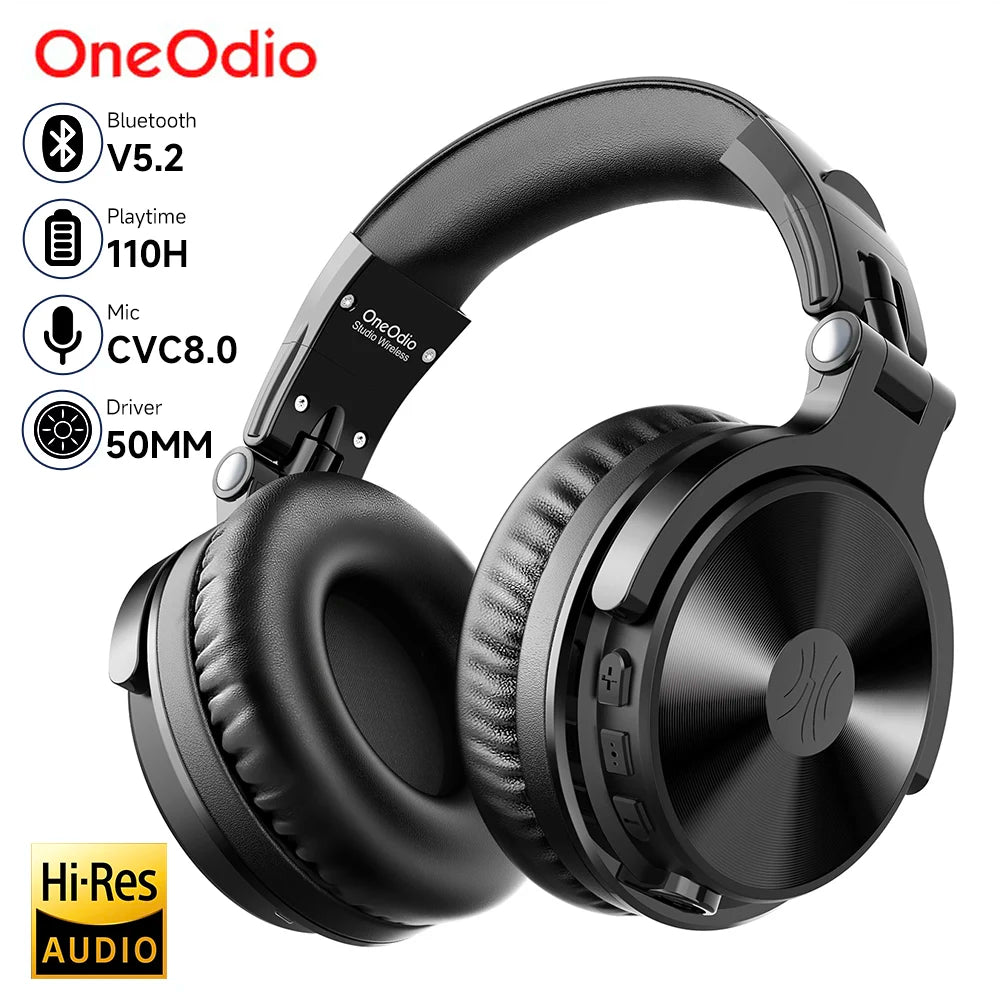 Oneodio Pro-C Bluetooth Wireless Headphones With Mic 110Hr Hi-Res Over Ear Bluetooth 5.2 Headset Earphone For Phone PC Sports - TechSmartX