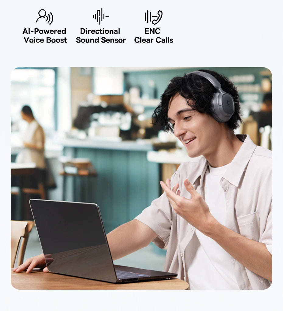 Baseus Bass BH1 Wireless Headphones Bluetooth 6.0 SuperBass 2.0 Over Ear Headset ENC Clear Calls 80hours Playtime Earphones - TechSmartX