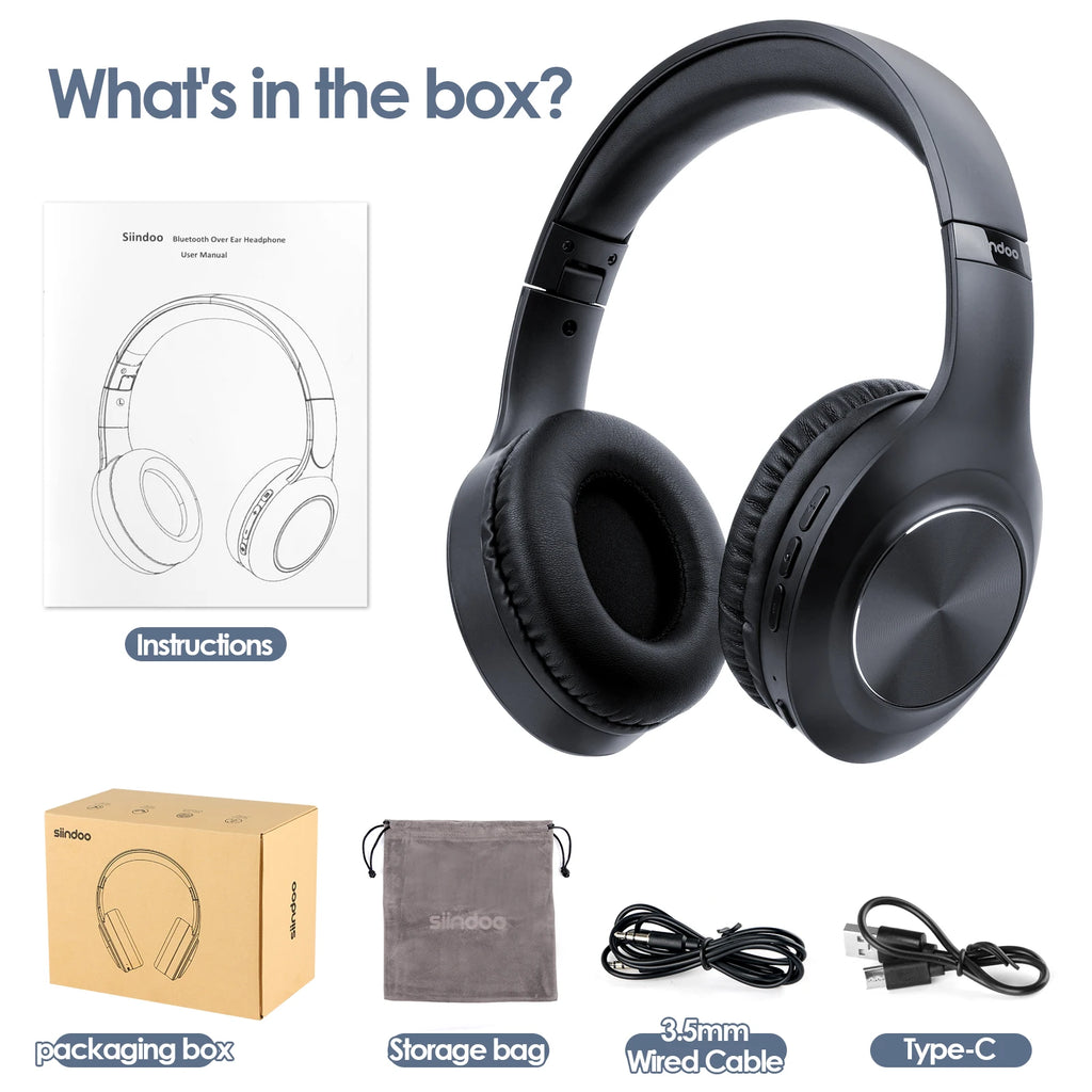 Siindoo JH-ANC923 Active Noise Cancelling Wireless Headset Foldable Over-Ear Bluetooth Headphones With Mic HiFi Stereo Deep Bass - TechSmartX