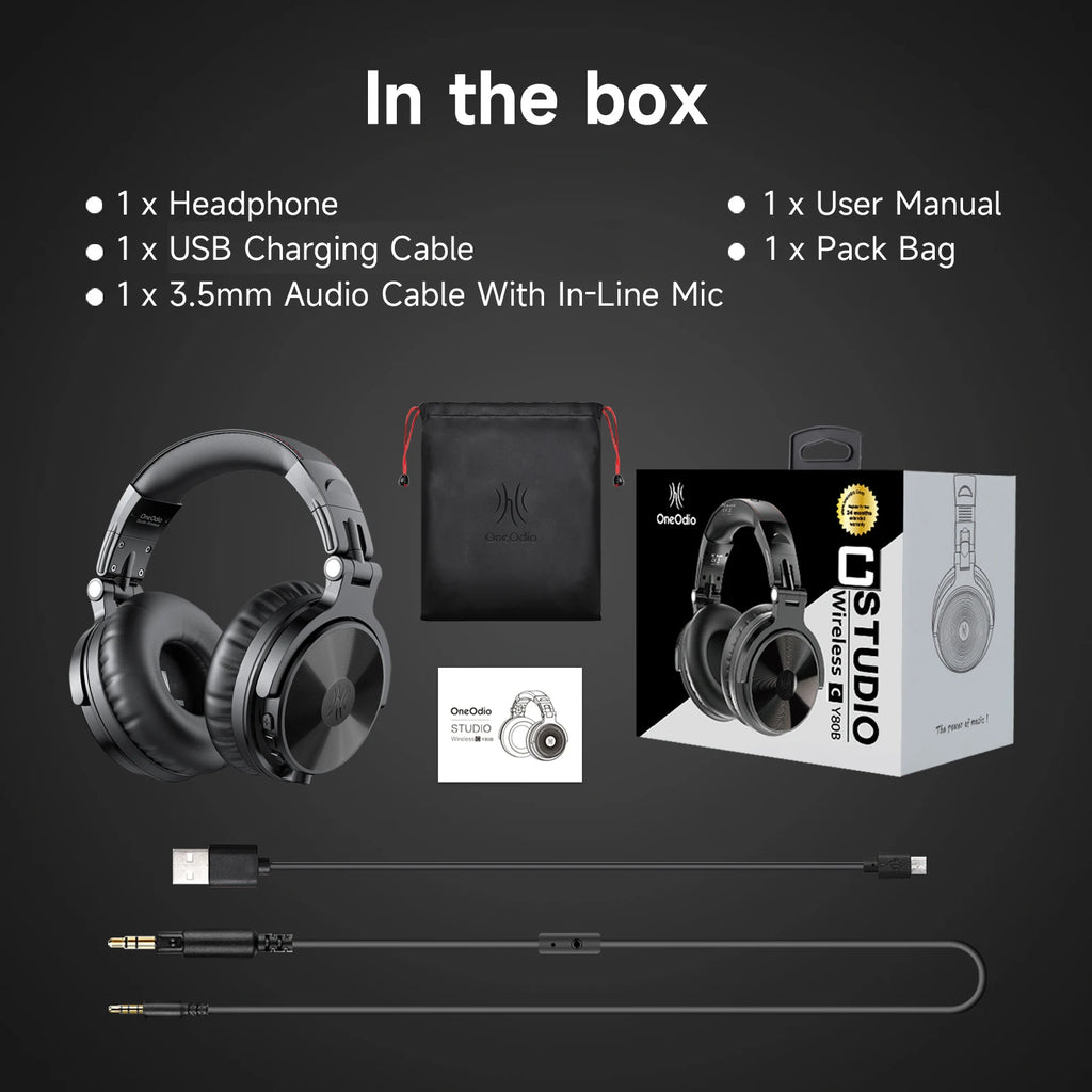 Oneodio Pro-C Bluetooth Wireless Headphones With Mic 110Hr Hi-Res Over Ear Bluetooth 5.2 Headset Earphone For Phone PC Sports - TechSmartX
