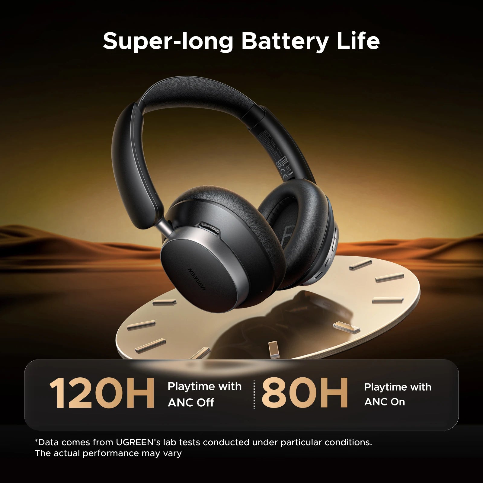 UGREEN Studio Pro 48dB ANC Wireless Headphones Over Ear Bluetooth Earphones Active Noise Cancellation Hi-Res LDAC 120h Playtime - TechSmartX