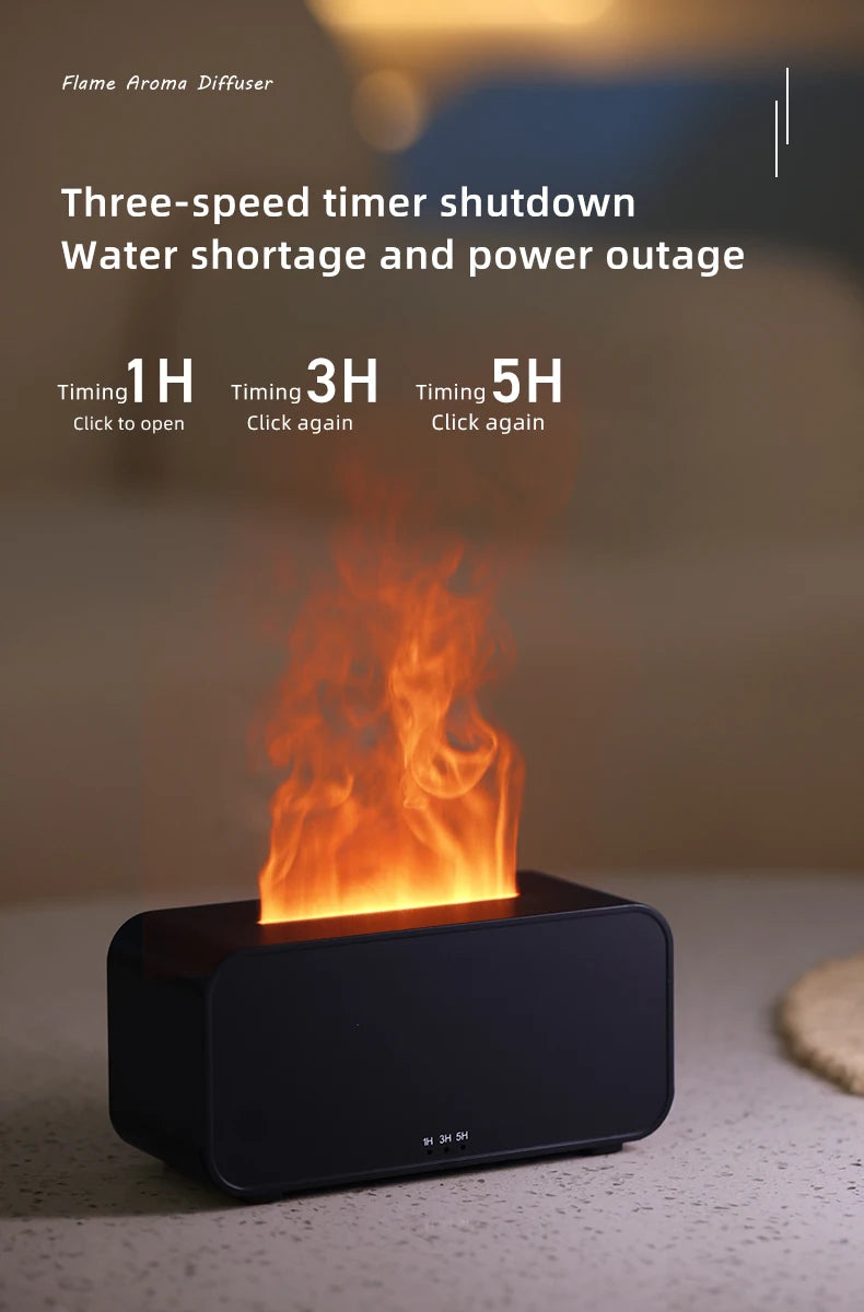 Flame Aroma Diffuser,Fragrance Essential Oil Diffuser Humidifier,with 3D Flame Night Light 120mL for Bedroom, Home and Office - TechSmartX