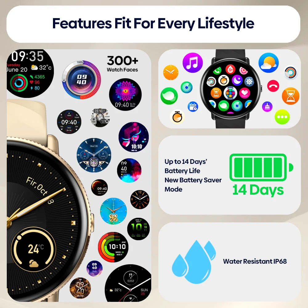 Zeblaze GTR 3 Pro Voice Calling Smart Watch 1.43" AMOLED Display 316L Stainless Steel Frame Fitness Tracking Smartwatch - TechSmartX