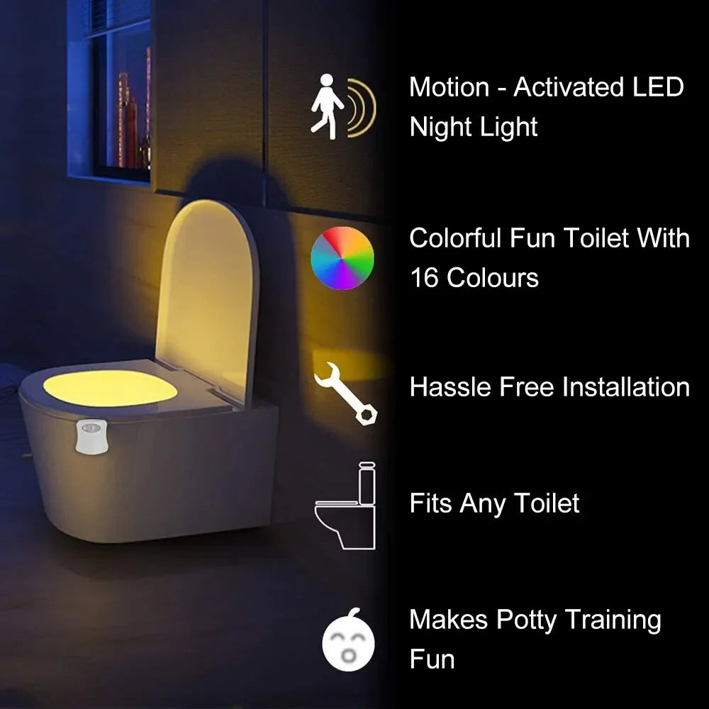 Motion Sensor Light Wireless LED Night Light RGB 8colors Lamp Toilet Bathroom Atmosphere Light Colorful Sensor LED Night Lights - TechSmartX
