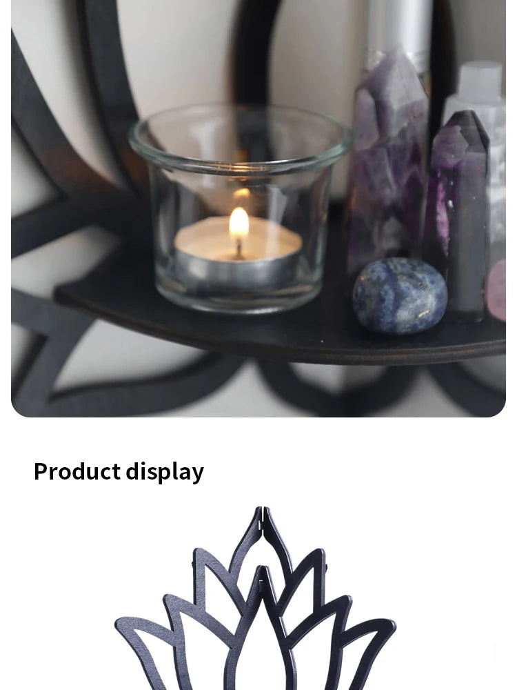 Wooden Lotus Hollow Decorative Rack Aromatherapy Organiser Essential Oil Candle Holder Wall Mounted Shelf Corner Shelf - TechSmartX