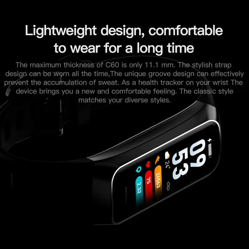 Amoled Color Screen Smart Watch Men Smart Band Heart Rate Blood Oxygen Smartwartch Women Smart Bracelet Sports Fitness Tracker - TechSmartX