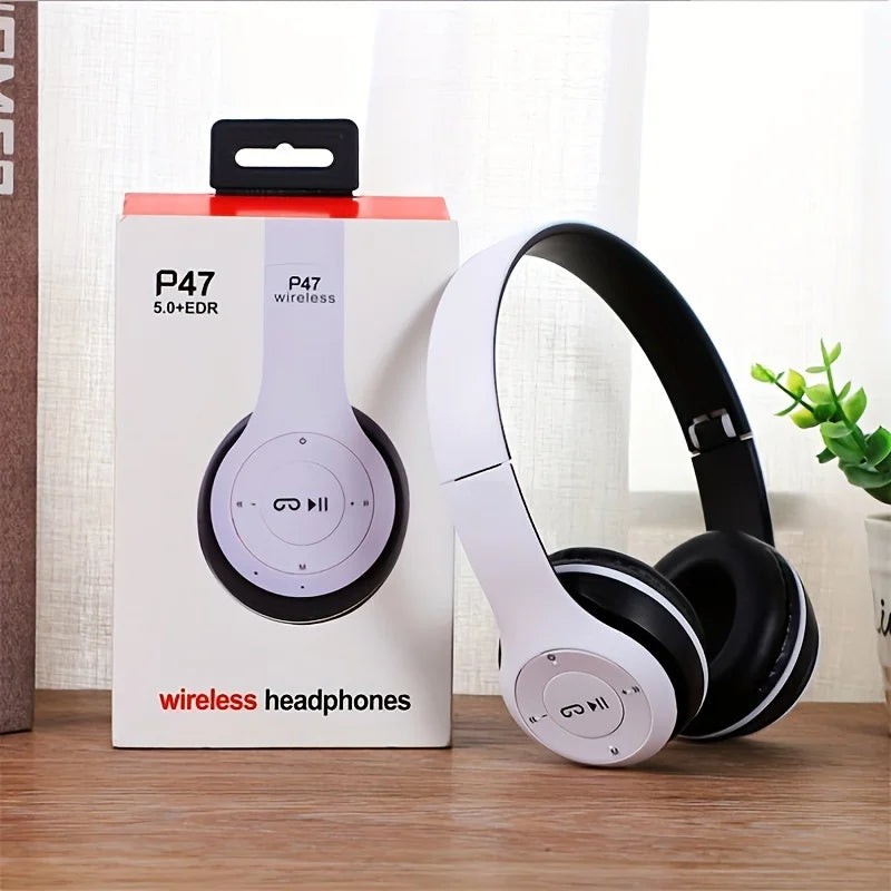 P47 Bluetooth 5.0 Wireless Headphone Foldable HIFI Stereo Bass Earphone Kid Helmet Gift With Mic USB Adaptor For iPhone Game - TechSmartX