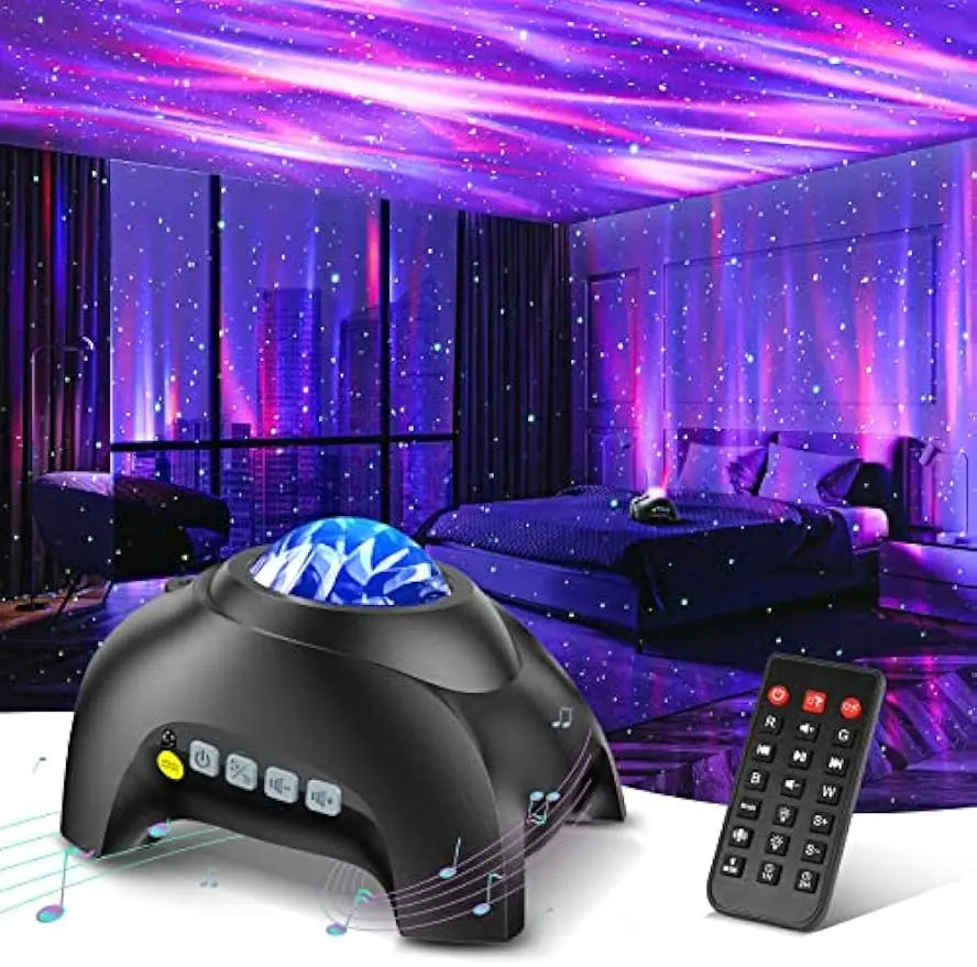 Galaxy Aurora Projector with 33 Light Effects, Bluetooth Speaker, White Noise for Bedroom Decor and Relaxation - TechSmartX