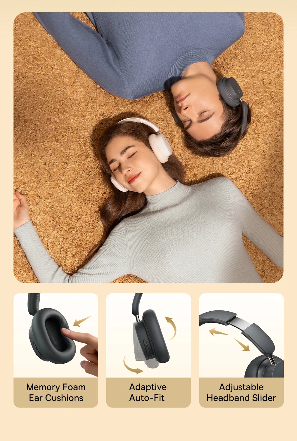 Baseus Wireless Headphones Bluetooth 5.3 HIFI Level Earphone 40mm Driver Foldable Over Ear Headsets 70H Playtime Spatial Audio - TechSmartX