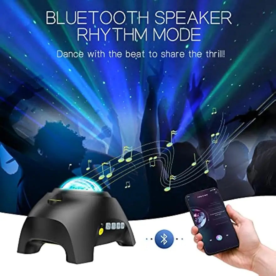 Galaxy Aurora Projector with 33 Light Effects, Bluetooth Speaker, White Noise for Bedroom Decor and Relaxation - TechSmartX