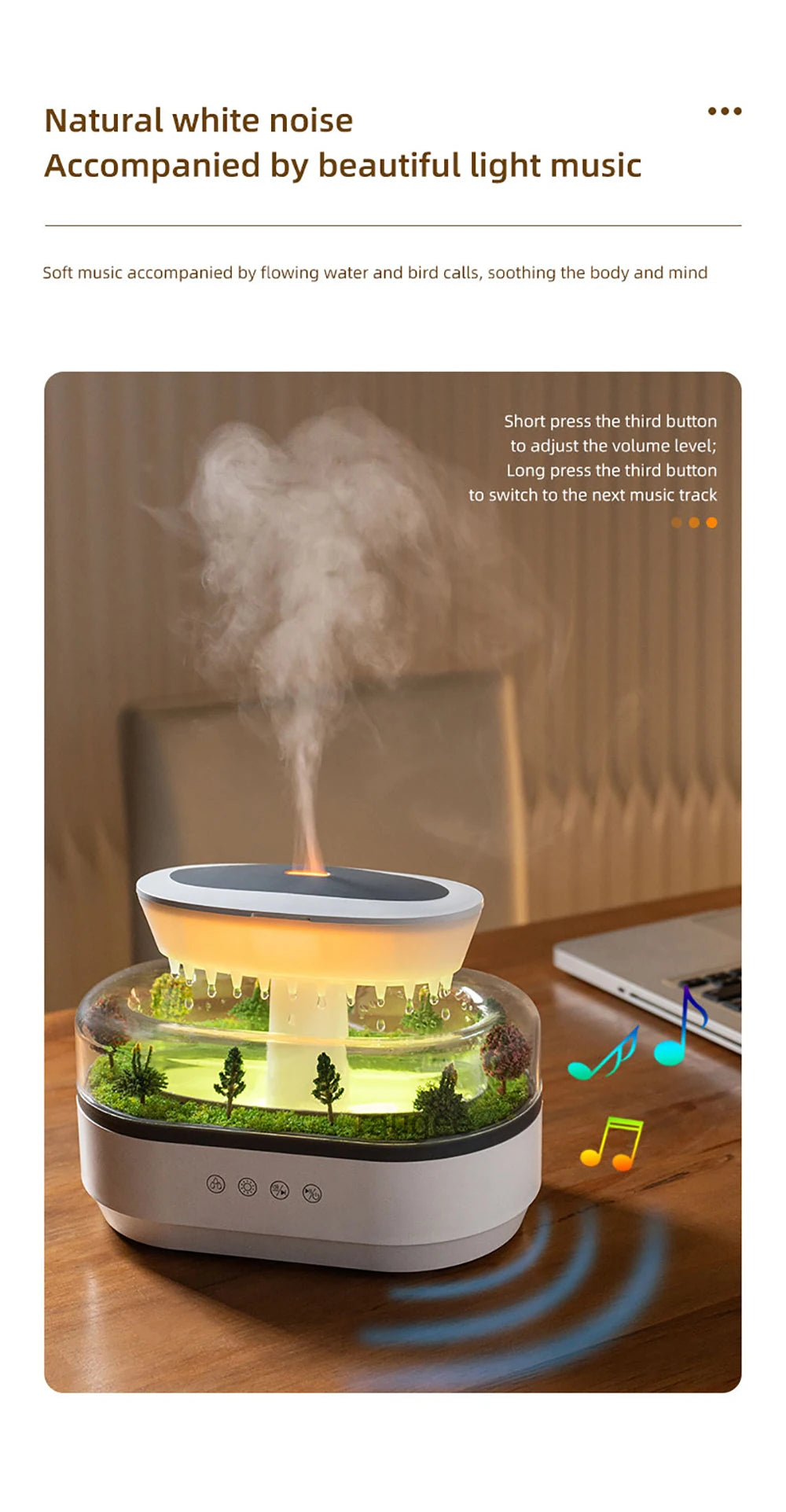 Aroma Humidifier Raindrop Air Humidifier Colorful Light White Noise Essemtial Oil Diffuser Home Ultrasonic Fragrance Diffuser - TechSmartX