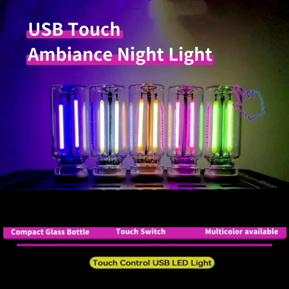 Car USB Night Light Touch Dimmable LED Filament Lamp Portable Lighting Plug and Play Decorative Atmosphere Light for Car Bedroom - TechSmartX