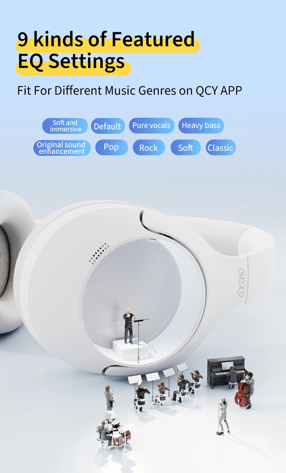 QCY H3 Lite ANC Wireless/Wired Headphones Bluetooth 5.3 Foldable Over Ear Headset HIFI Sound 60H Playtime Earphones Dual Connect - TechSmartX