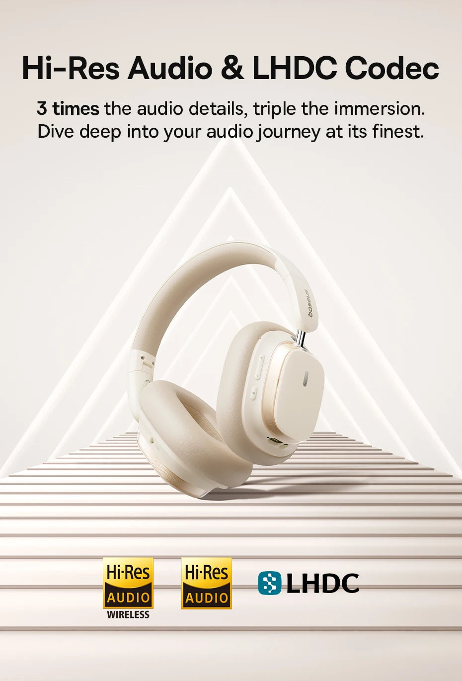 Baseus Bowie H1s Wireless Headphones Bluetooth 5.4 Noise Canceling 46dB Over Ear Headset Hi-Res Spatial Audio Earphone 120H Time - TechSmartX