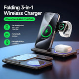 Stație de încărcare rapidă wireless 3 în 1, 30W, pliabilă, pentru iPhone 15 14 13 12 11, Apple Watch 9 8 7 6 5, Airpods Pro