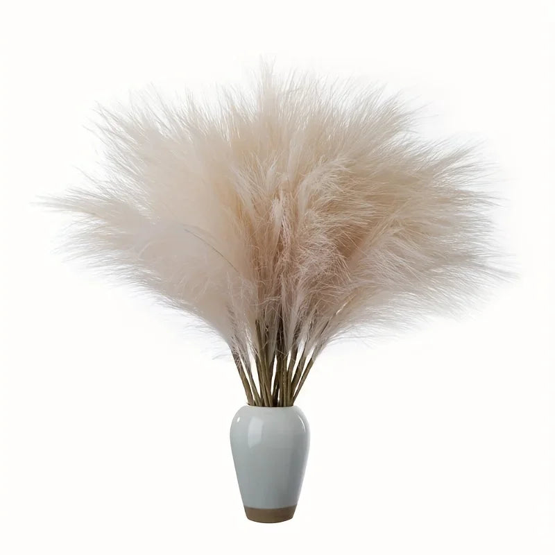 10pcs Faux Pampas Grass, Pampas Grass For Floor Vase, Pampas Grass Decor Tall For Vase Fillers, Boho Rustic Farmhouse Home Decor - TechSmartX