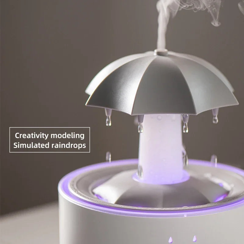 Rainbow Raindrop Aromatherapy Machine Rotating Water Drop Humidifier 7-Color Lamp Creative Umbrella Essential Oil Diffuser - TechSmartX