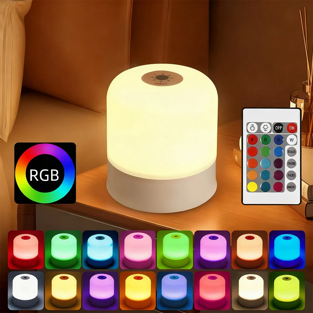 LED Night Light Dimmable Rechargeable/Plug-in Desktop Bedroom Bedside Lighting Decorative Touchscreen Reading RGB Desk Lamp - TechSmartX