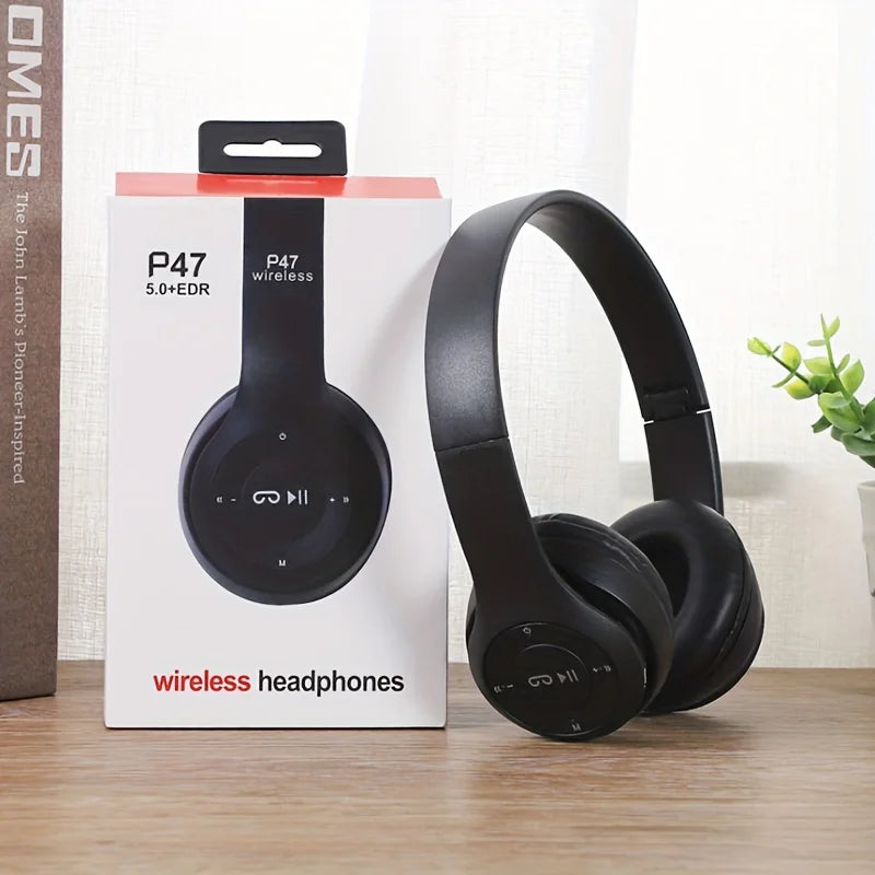 P47 Bluetooth 5.0 Wireless Headphone Foldable HIFI Stereo Bass Earphone Kid Helmet Gift With Mic USB Adaptor For iPhone Game - TechSmartX