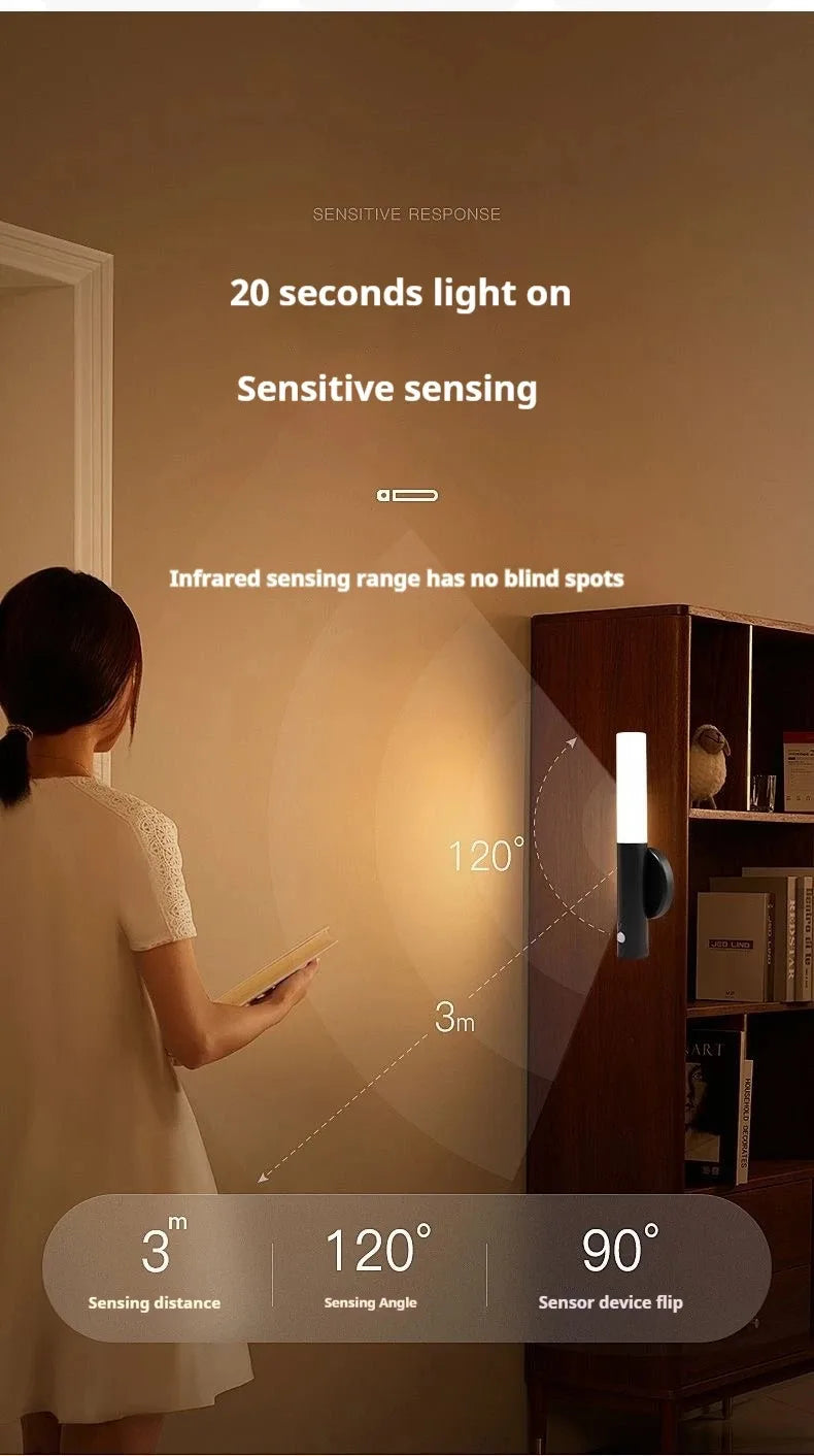 Motion sensing night light, magnetic wall light, USB charging LED light, suitable for corridors and stairs, Christmas gift - TechSmartX