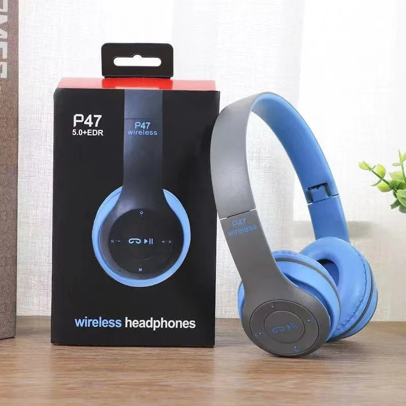 P47 Bluetooth 5.0 Wireless Headphone Foldable HIFI Stereo Bass Earphone Kid Helmet Gift With Mic USB Adaptor For iPhone Game - TechSmartX