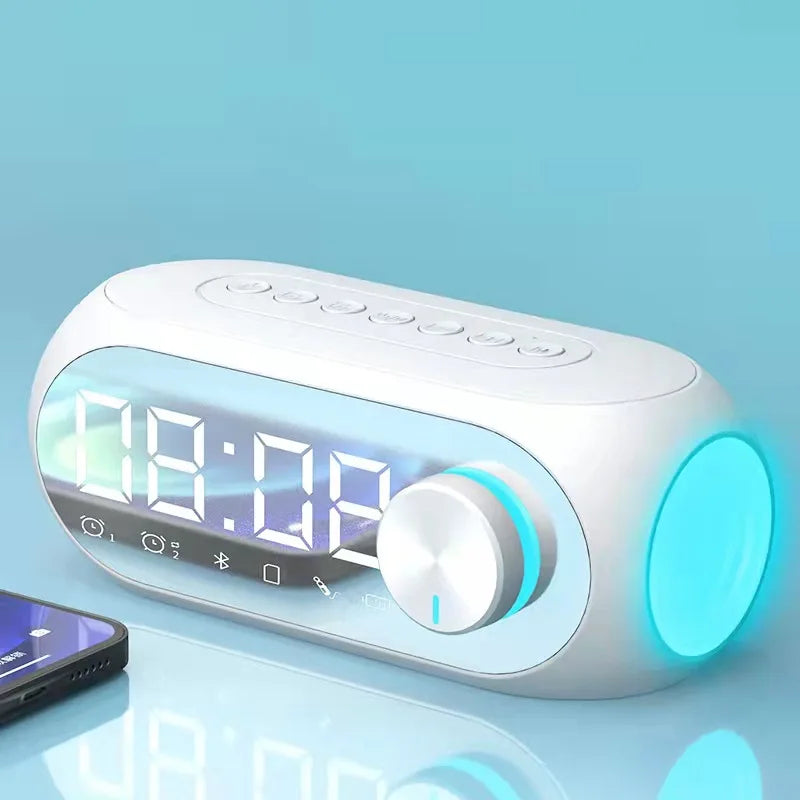 Alarm Clock Radio FM Bluetooth Speaker Portable Subwoofer Caixa De Som Sound Box Music Wireless Mini Woofers Bocina Lamp Column - TechSmartX