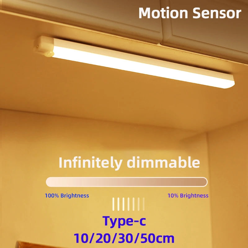 Motion Sensor Lamp Night Light Wireless LED USB Type C Rechargeable Lamp for Kitchen Cabinet Bedroom Wardrobe Staircase Lighting - TechSmartX
