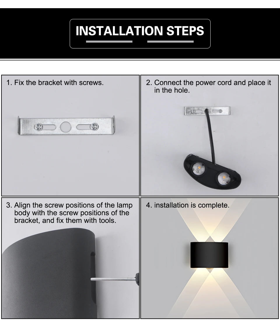 Up Down LED Wall Lamp Waterproof Modern Wall Light for Bedroom Living Room Corridor Balcony Indoor Outdoor Home Decor Lighting - TechSmartX