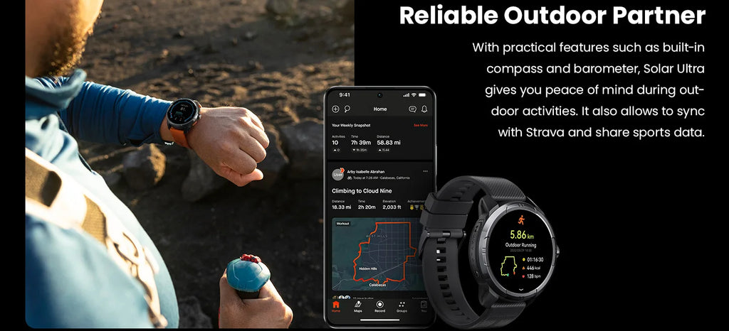 HAYLOU Solar Ultra GPS Smartwatch 1.6” AMOLED Display 5ATM Waterproof Built-in GPS Bluetooth Phone Calls Sports Smart Watch - TechSmartX