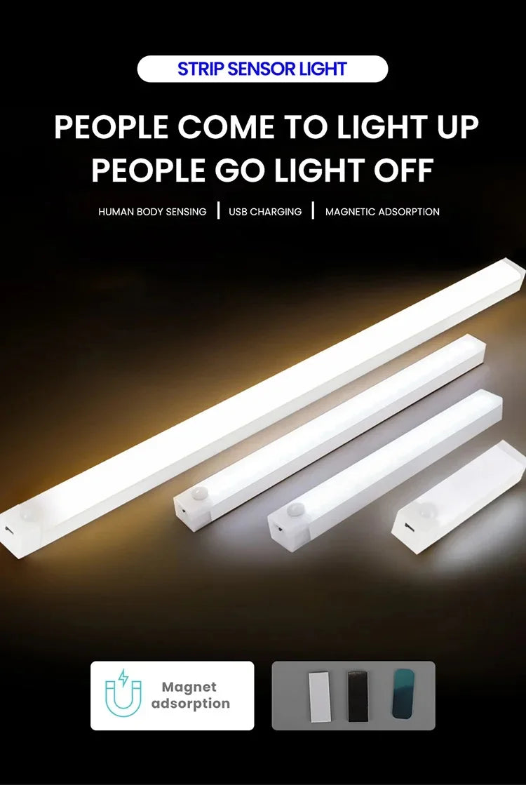 Motion Sensor Lamp Night Light Wireless LED USB Type C Rechargeable Lamp for Kitchen Cabinet Bedroom Wardrobe Staircase Lighting - TechSmartX