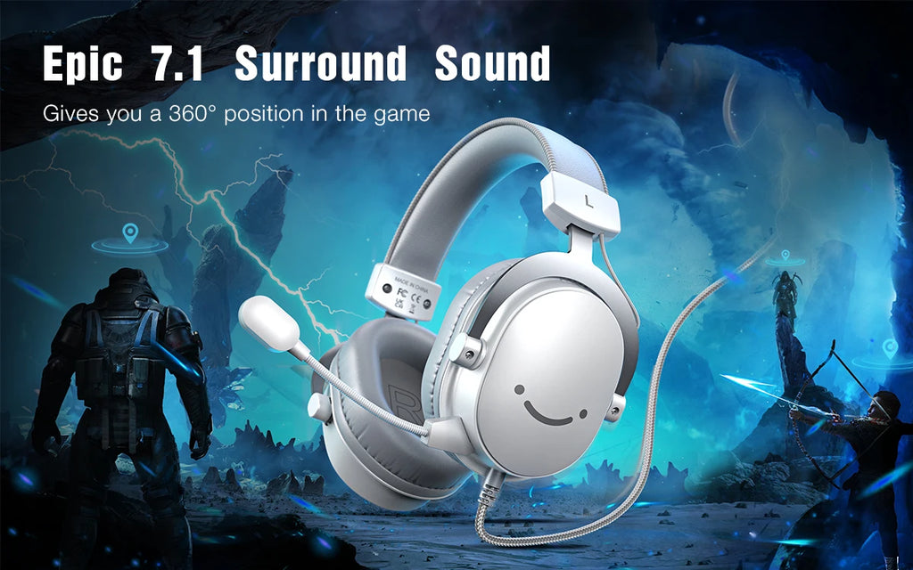 FIFINE USB Gaming Headset with 7.1 Surround Sound/3.5mm Jack/Microphone,Over-Ear Wired Headphone for PC PS4/5 Xbox Ampligame H9W - TechSmartX