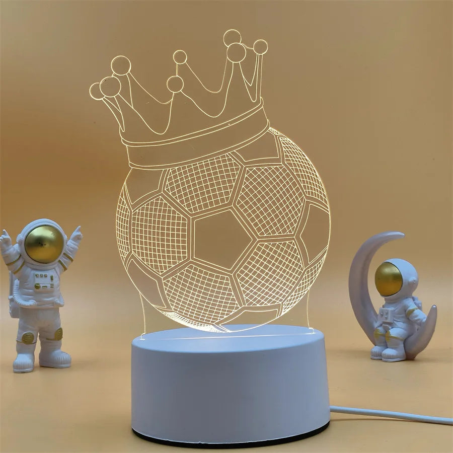 LED 3D Football Theme Table Lamp USB Plug Bedroom Bedside Creative Book Lamp Sports Enthusiasts Gift Decorative Night Light - TechSmartX