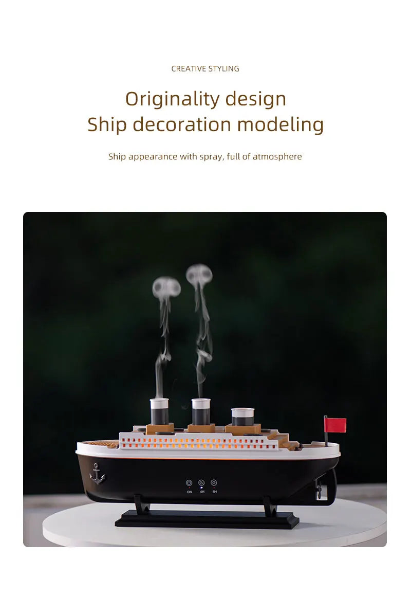 Retro Ship Air Humidifier Ultrasonic Aromatherapy Diffusers Mist Maker Fragrance Essential Oil Aroma Difusor Remote control - TechSmartX