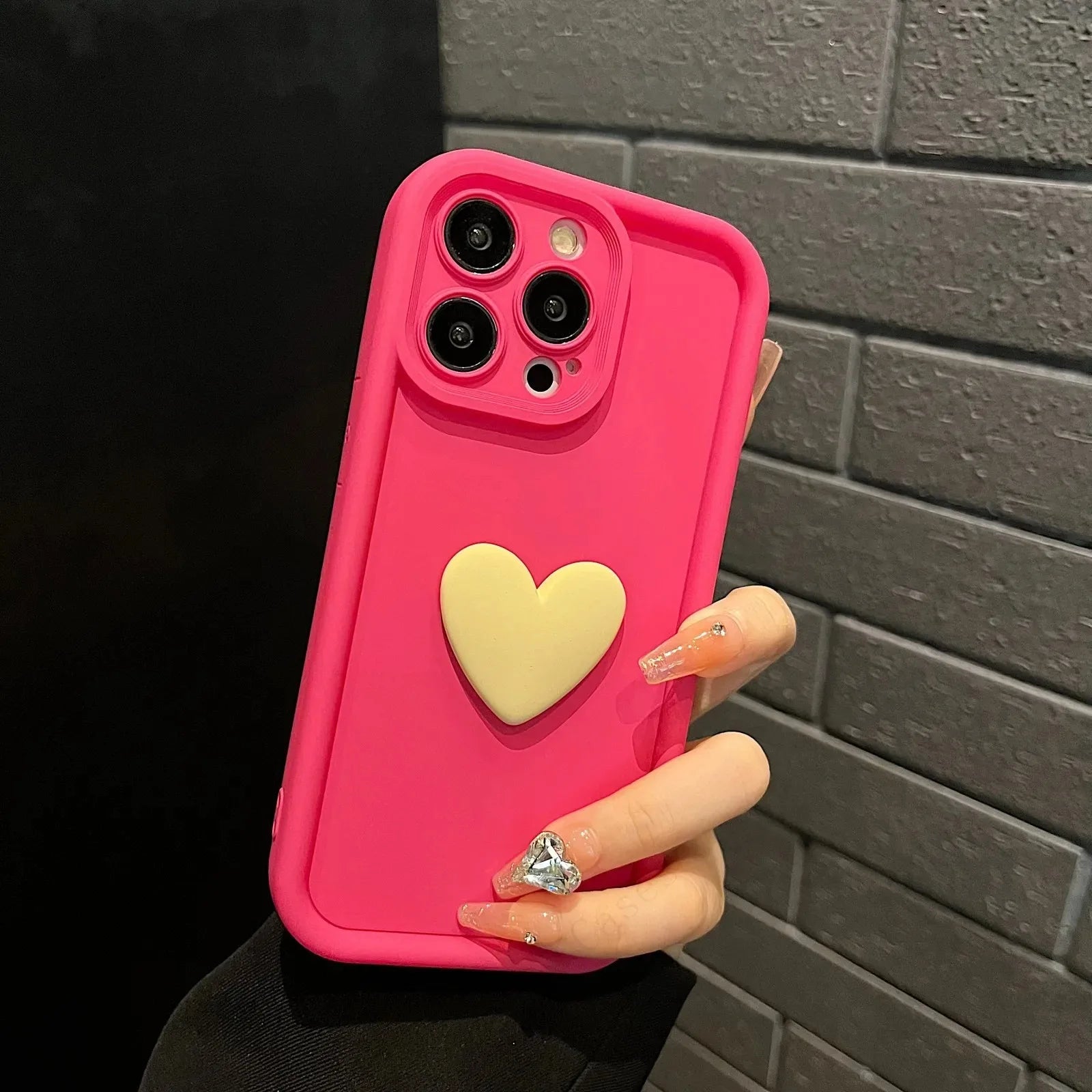 Luxury Cute 3D Love Heart Silicone Phone Case For iPhone 17 Air 16 15 13 12 11 14 Pro Max XR 16 Plus Shockproof Candy Back Cover