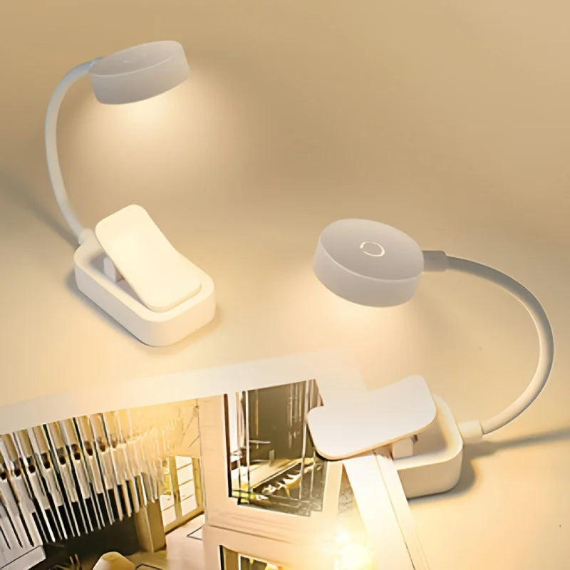 Folding Mini Clip Book Lamp USB Rechargeable LED Night Light 3 Modes Eye Protection Stepless Dimmable Flexible Bedroom Reading - TechSmartX