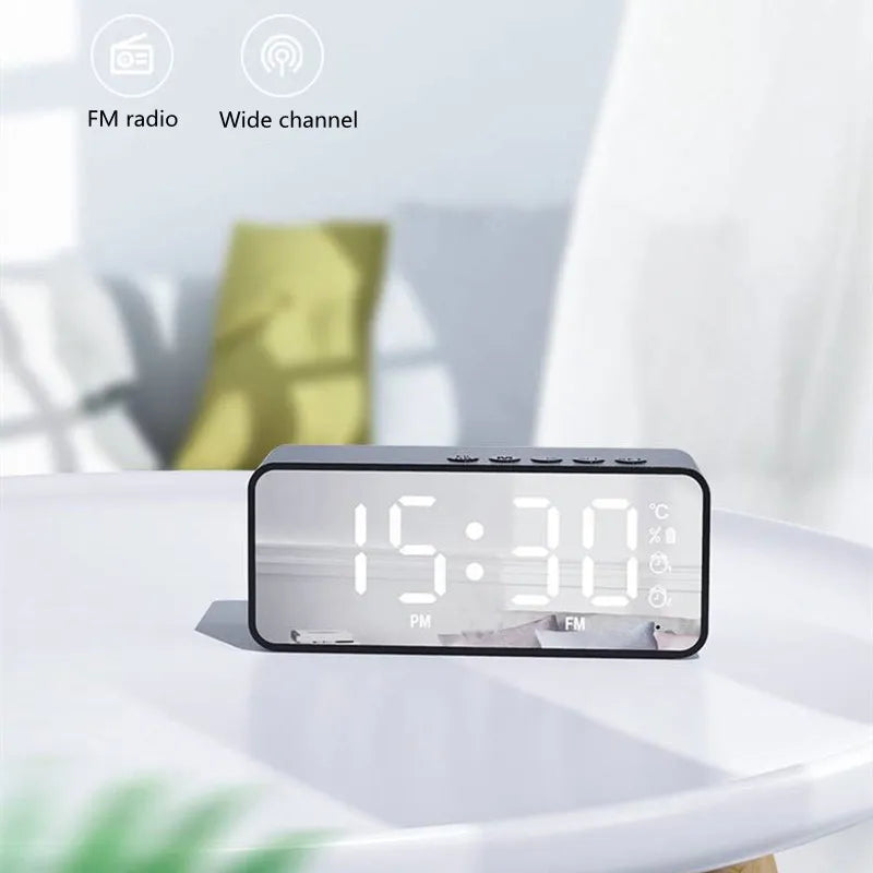 Alarm Clock Radio FM Bluetooth Speaker Portable Subwoofer Caixa De Som Sound Box Music Wireless Mini Woofers Bocina Lamp Column - TechSmartX
