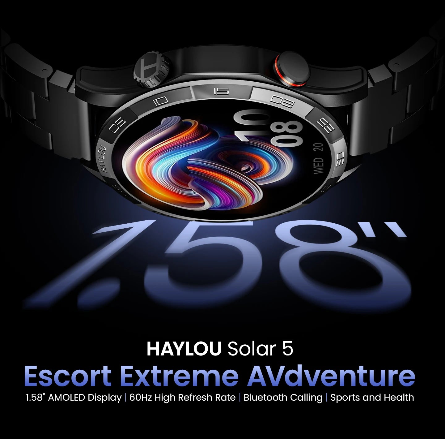 HAYLOU Solar 5 Voice Calling Smartwatch 1.58'' AMOLED Display 60Hz Smart Watch 24H Health Monitoring Sports Smartwatch for Men - TechSmartX