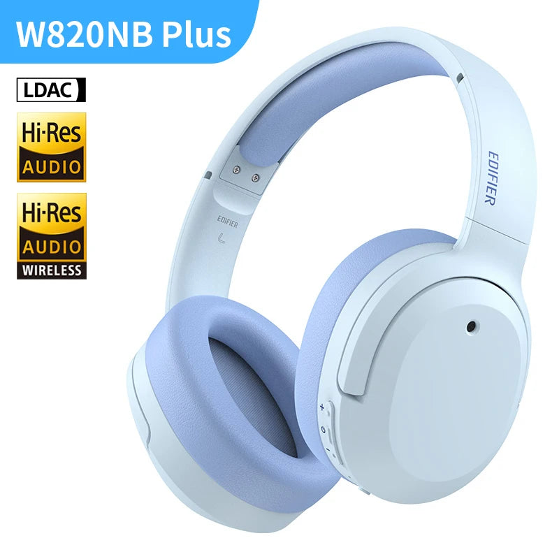 Edifier W820NB Plus Wireless Noise Cancelling Headphones 43dB ANC Hi-Res LDAC Codec 49hrs Playtime Over-Ear Bluetooth Headset - TechSmartX