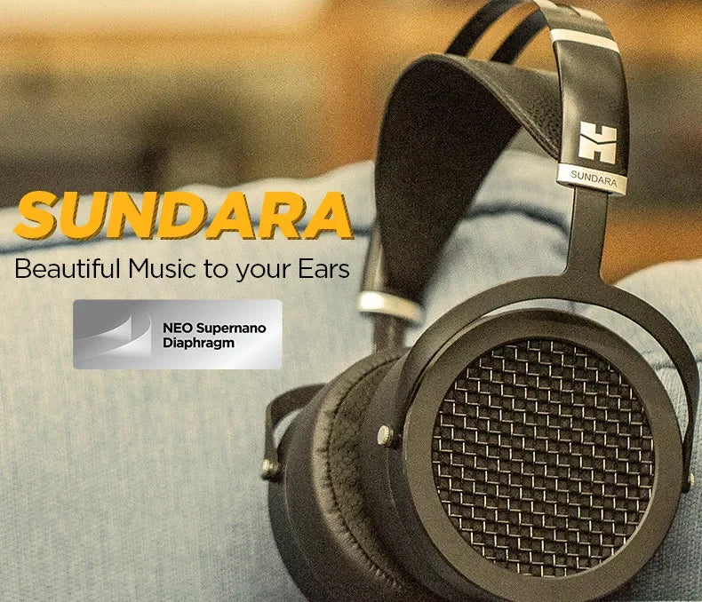 HIFIMAN SUNDARA Over-Ear Full-Size Planar Magnetic Headphones (Black) with High Fidelity Design Metal Casing - TechSmartX