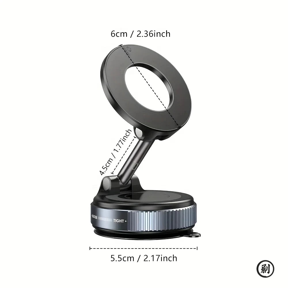 Strong Magnetic Car Phone Holder Foldable Design 360° Adjustable Vacuum Mount for Car/Desk/Bathroom/Universal Use - TechSmartX