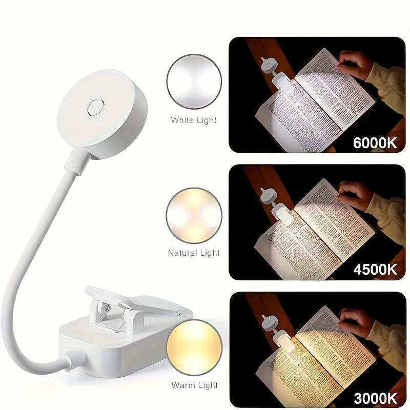Folding Mini Clip Book Lamp USB Rechargeable LED Night Light 3 Modes Eye Protection Stepless Dimmable Flexible Bedroom Reading - TechSmartX