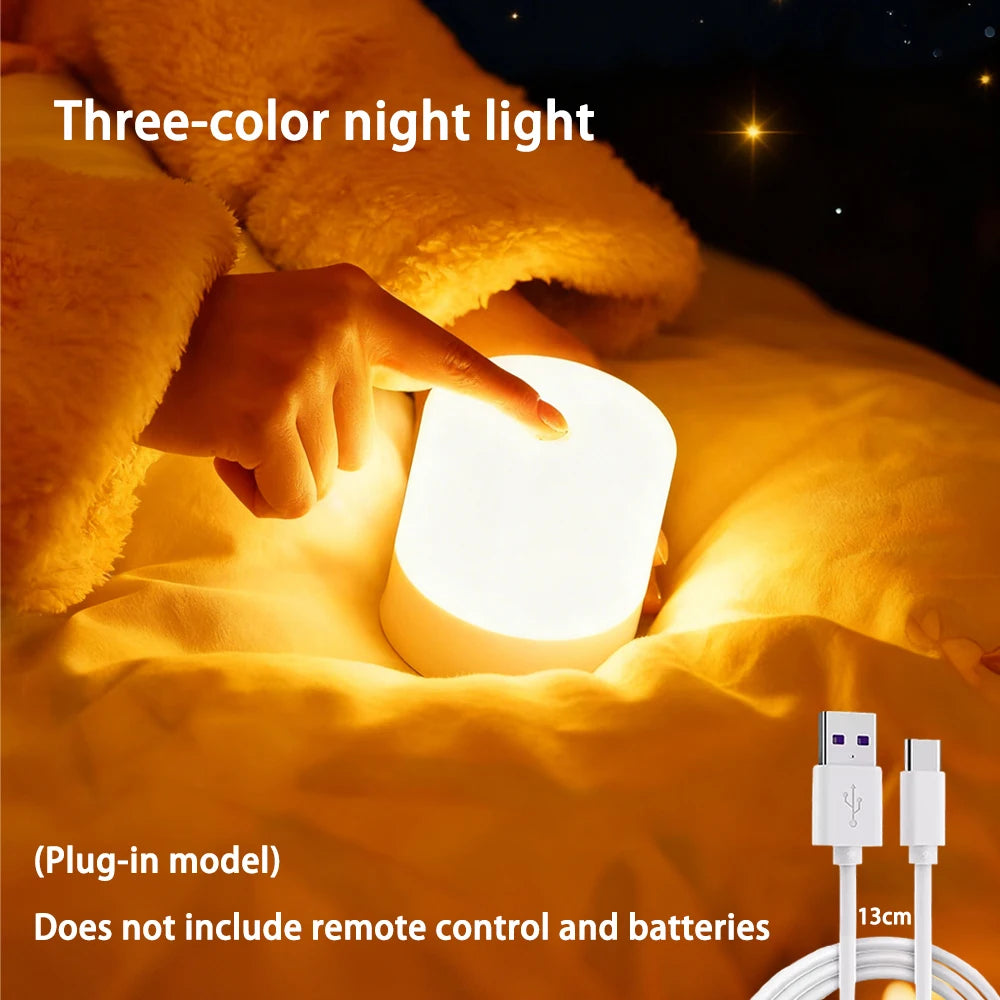 LED Night Light Dimmable Rechargeable/Plug-in Desktop Bedroom Bedside Lighting Decorative Touchscreen Reading RGB Desk Lamp - TechSmartX