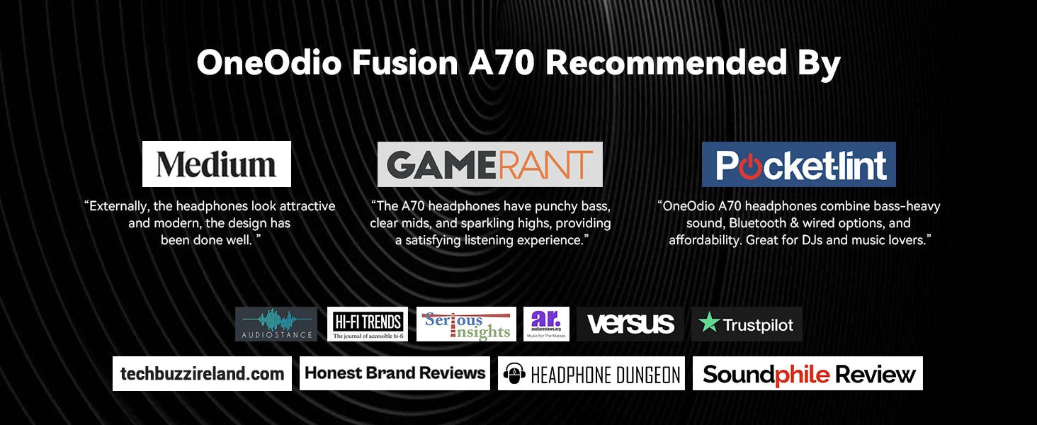 Oneodio Fusion A70 Bluetooth 5.2 Headphones Hi-Res Audio Over Ear Wireless Headset Professional Studio Monitor DJ Headphones 72H - TechSmartX