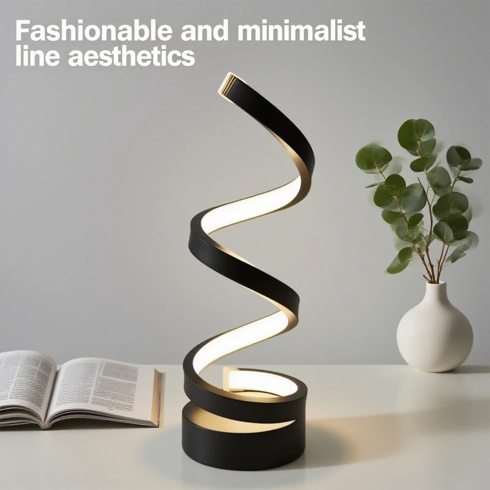 LED spiral dimmable table lamp suitable for living room bedroom study adjustable brightness bedside lamp for office and home use - TechSmartX