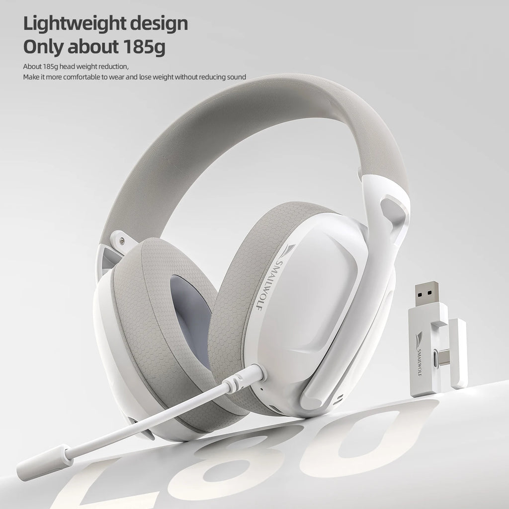 SmailWolf-L80 Bluetooth wireless three-mode headphones headset lightweight headset 2.4G gaming headsets sports bass - TechSmartX