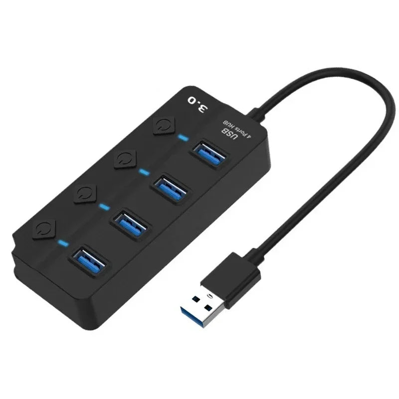 USB3.0 HUB 4in1 7in1USB Splitter 2.0 USB Adapter Multi-Port Independent Power Switch Extender 30CM Cable - TechSmartX