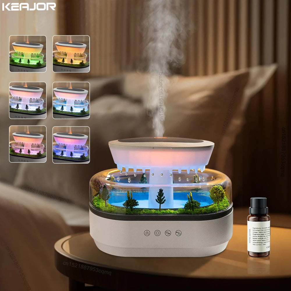 Aroma Humidifier Raindrop Air Humidifier Colorful Light White Noise Essemtial Oil Diffuser Home Ultrasonic Fragrance Diffuser - TechSmartX