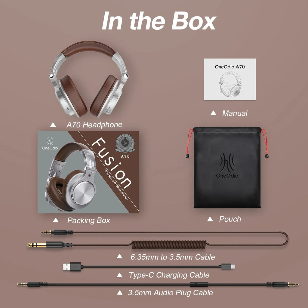 Oneodio Fusion A70 Bluetooth 5.2 Headphones Hi-Res Audio Over Ear Wireless Headset Professional Studio Monitor DJ Headphones 72H - TechSmartX