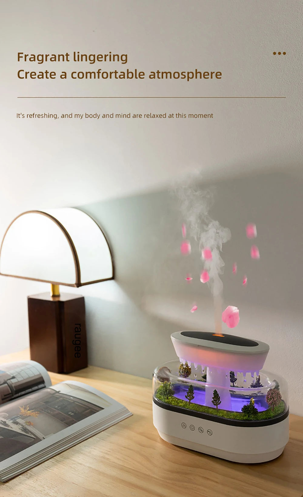 Aroma Humidifier Raindrop Air Humidifier Colorful Light White Noise Essemtial Oil Diffuser Home Ultrasonic Fragrance Diffuser - TechSmartX