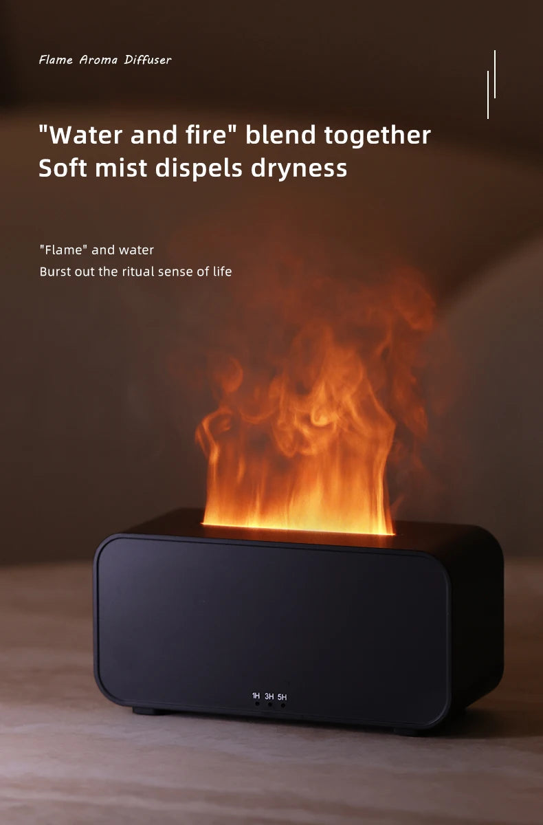 Flame Aroma Diffuser,Fragrance Essential Oil Diffuser Humidifier,with 3D Flame Night Light 120mL for Bedroom, Home and Office - TechSmartX